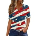 thumbnail image 2 of Red White and Blue T Shirts Red White and Blue T Shirt Women American Flag Womens Shirts Womens Red White and Blue Tops Womens Patriotic Tees Fashion Casual Printed Short Sleeves V-Neck Blouse, 2 of 5