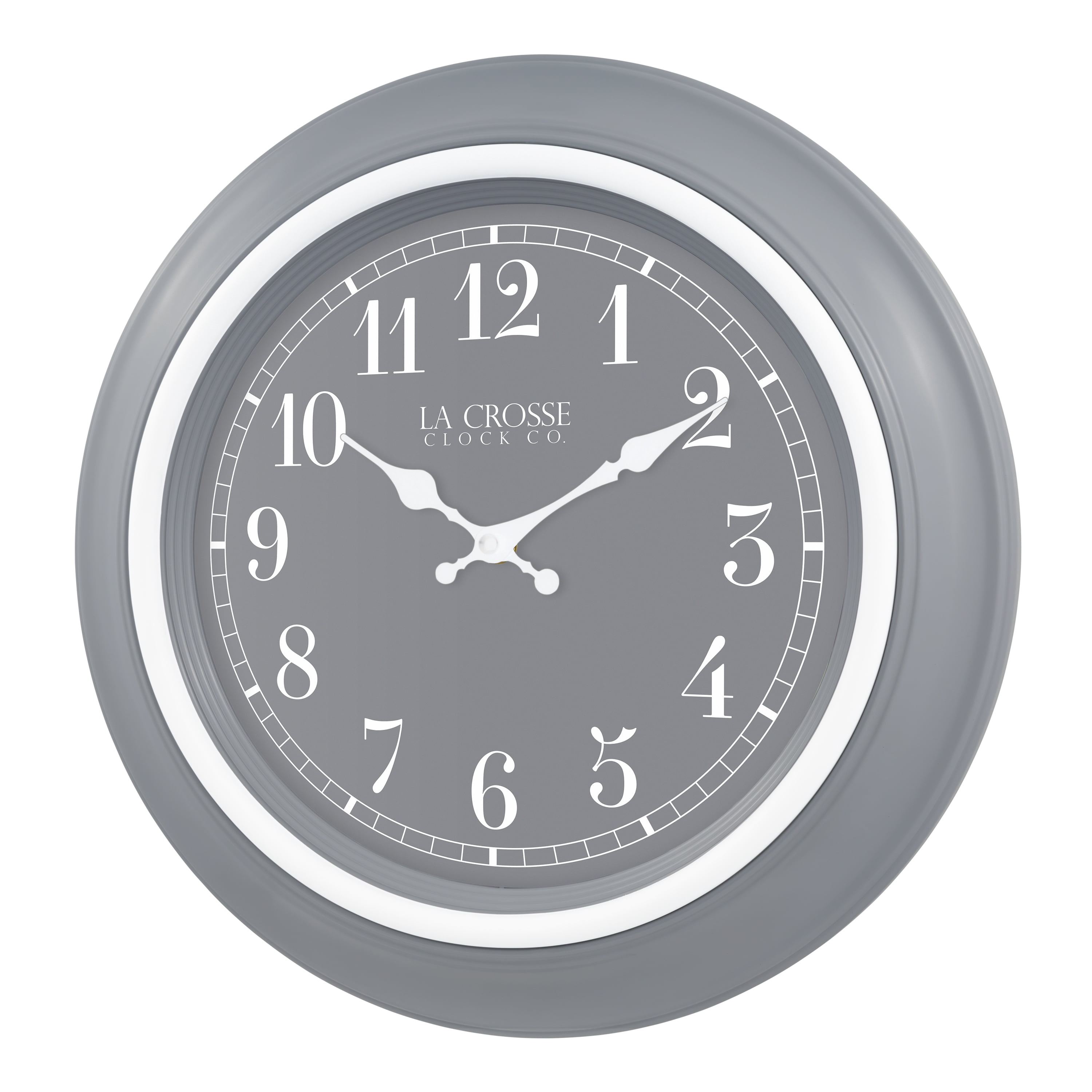 La Crosse Clock 18-inch Louisa Gray Quartz Analog Wall Clock, 404-3846