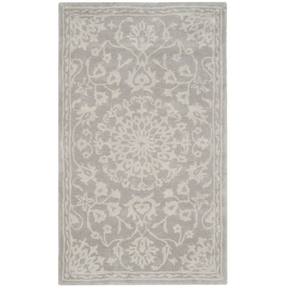 SAFAVIEH Bella Oliver Floral Wool Area Rug, Grey/Silver, 3' x 5'