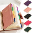 thumbnail image 4 of Hardcover Spiral Notebook Journal with Removable Dividers Tabs, 300 Pages Leather 5 Subject Notebook College Ruled, 5.7"×8.3" Large Notebooks for Work Study Note Taking, Journal for Women,Salmon, 4 of 8