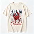 thumbnail image 2 of Womens Graphic Tees Short Sleeve T Shirts | Cotton Loose Casual Tops for Teen Girls, Vintage Coastal Crab Graphic T-shirts, 2 of 5