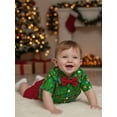 thumbnail image 6 of Spewahor Toddler Baby Boy Christmas Outfit 0 6 12 18 24 Months 2T 3T Lights String Print Short Sleeve Bowtie Shirt Solid Elastic Waist Shorts 2 Piece Gentleman Set, 6 of 9