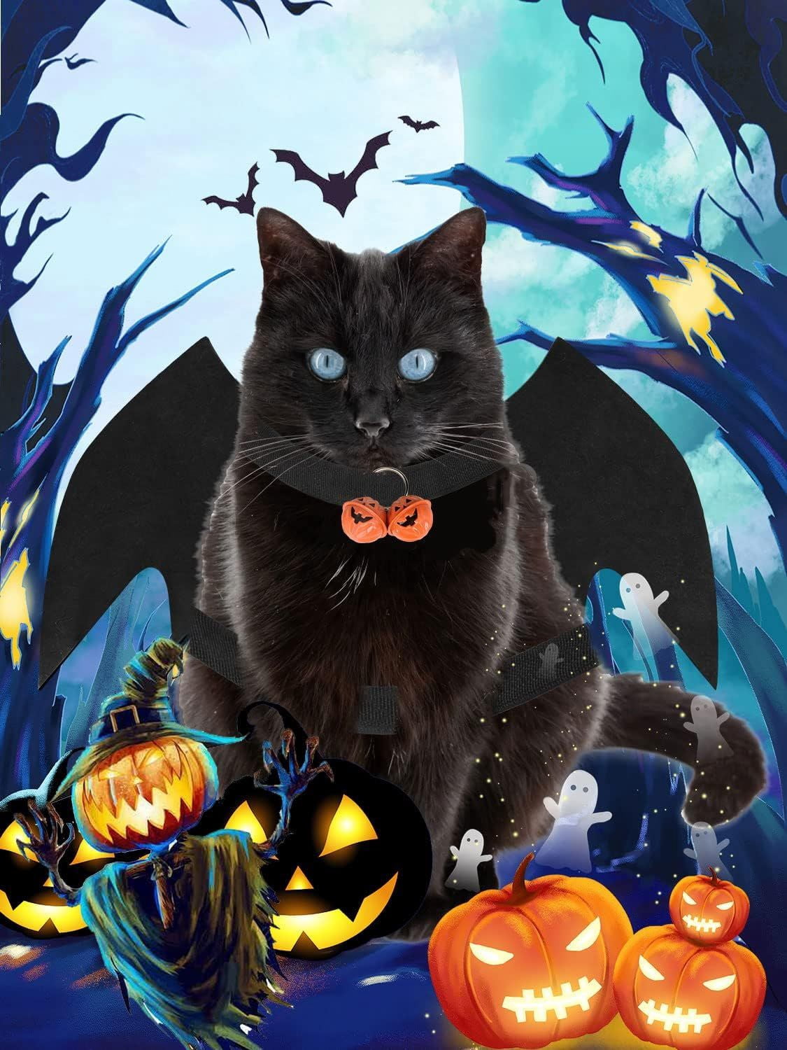 Pet Bat Wing Costume with Adjustable Velcro Straps for Dogs and Cats Halloween Party Cosplay