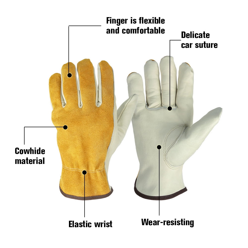 2Pcs/pack work gloves cowhide leather men working welding gloves driver`B1