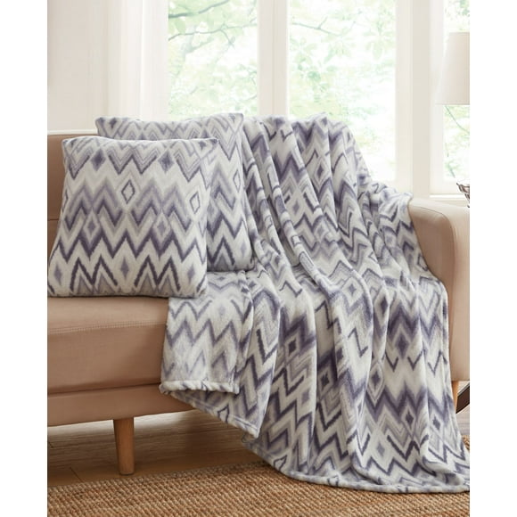Infinity Home Infinity Home 3 Pc Vesper Stripe Decorative Pillows and Throw set, Navy, 50×60