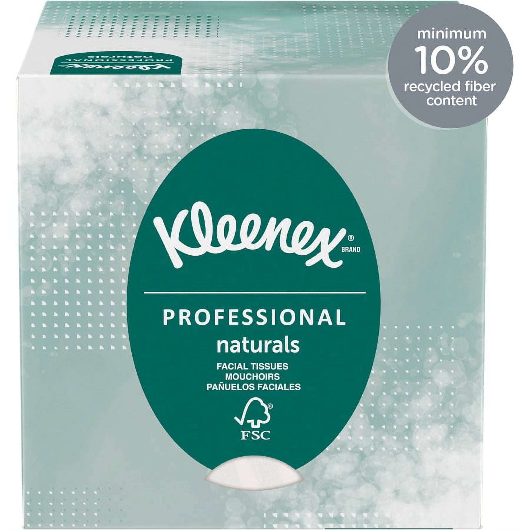 Kleenex Naturals Facial Tissue - 8" X 8.40" - White - Virgin Fiber, Fiber - Soft - For Restroom - 95 Per Box - 36 / Carton