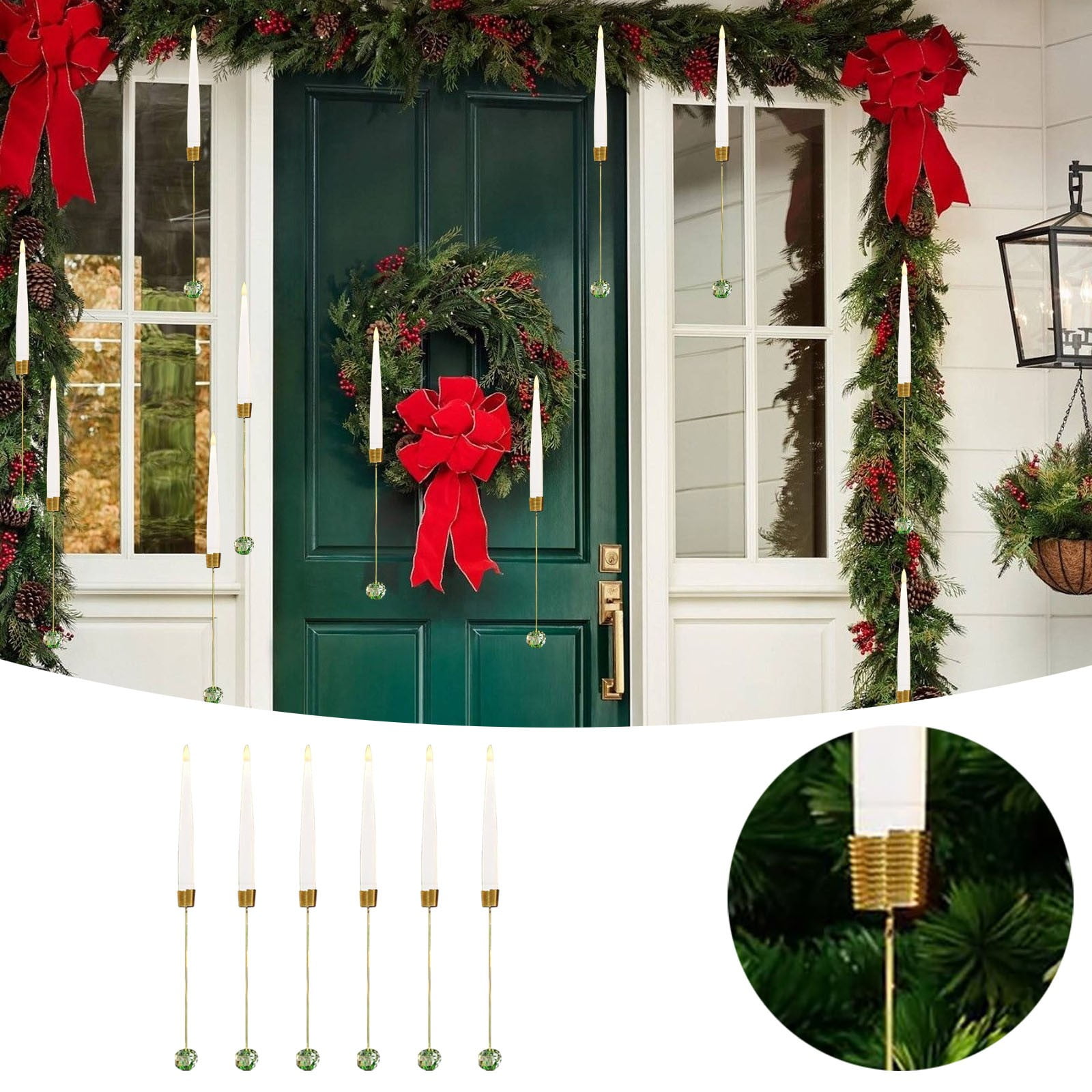 LED Christmas Tree Candles with Remote Timer - 6-12 Pack Flameless Flickering Candles with Ball for Xmas Decor, Wedding & Indoor Holiday Lighting