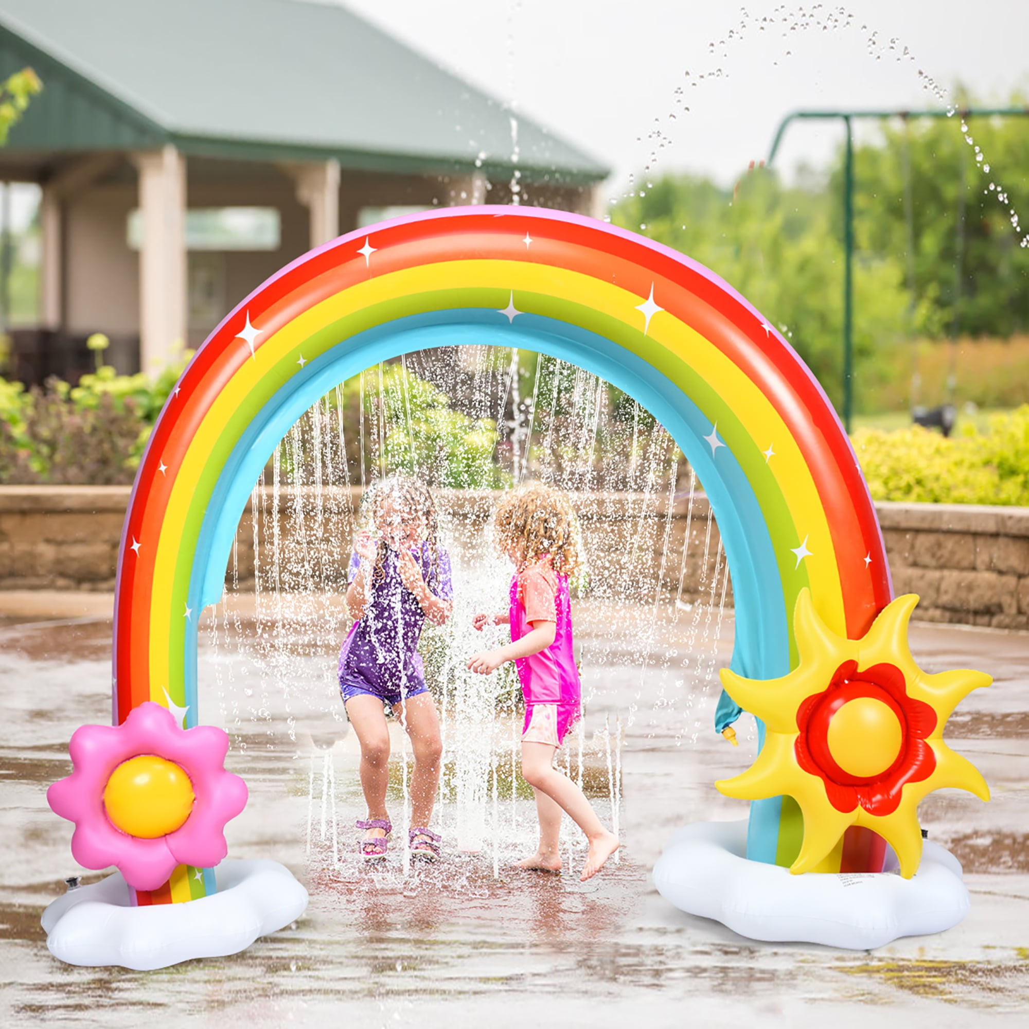 Giant Kids Summer Inflatable Water Sprinkler Fun Party Garden Rainbow Arch Toys 