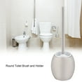 thumbnail image 2 of Stainless Steel Round Toilet Brush and Holder Free Standing Bathroom Cleaning Tool Set, 2 of 7