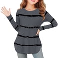 thumbnail image 2 of T-shirts Gris Foncé Garçon Fille pour Sortir pour Enfants Fille Garçon Automne Été Manches Longues Col Rond Spandex Graphique Tunique Ajustée Rayée avec Fente Hauts T-Shirt Enfant 2025 Vêtements Mode 7 Ans, 2 of 6