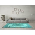 thumbnail image 3 of Ahgly Company Indoor Rectangle Medallion Light Blue Traditional Area Rugs, 7' x 9', 3 of 4
