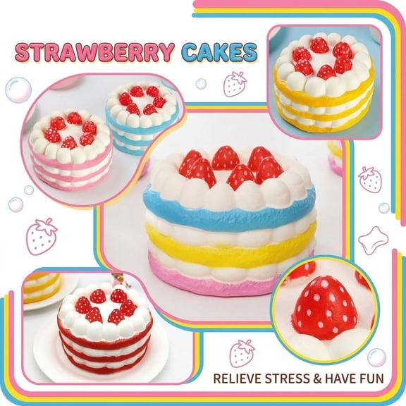 Hagloyecr Squishy Animals Cake Slow Rising Squish,Soft Cake Squishy For Stree Relief,Cute Squeeze Squishy Relaxing Sensory Fidget Stress for Anxiety Relief A