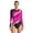 Hot Pink, variant on Haitryli Women Long Sleeve Mesh Patchwork Gymnastics Leotard Athletic Top Bodysuit Hot Pink L