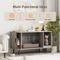 thumbnail image 6 of VEANERWOOD Hidden Cat Litter Box Enclosure Furniture with Cat Scratch Pad and Tambour Sliding Door, Multi-Functional Side End Table Cat House for Living Room, Natural, 6 of 10
