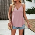 thumbnail image 6 of Tosmy Summer Tank Tops For Women Ladies Casual Fashion Sleeveless Solid Color V Neck Halter Top Vest For Women, 6 of 9