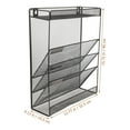 thumbnail image 4 of Estante de pared de metal, soporte de malla para archivos, revistero de oficina con ganchos, 4 of 5