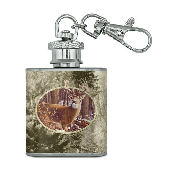 Deer Country Protect and Preserve Stainless Steel 1oz Mini Flask Key Chain