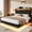 Black, variant on Honfach Full Size Bed Frame with 2-Tier Storage Velvet Fabric Upholstered Headboard, Wooden Platform Bed Frame w/Charging Station & LED Lights,Walnut