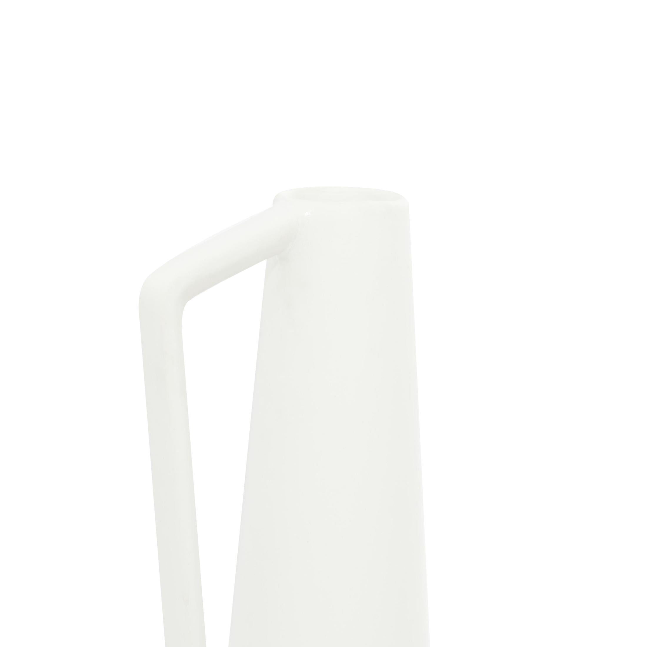 CosmoLiving by Cosmopolitan 17", 16", 16"H White Ceramic Vase with Sleek Handles, Set of 3