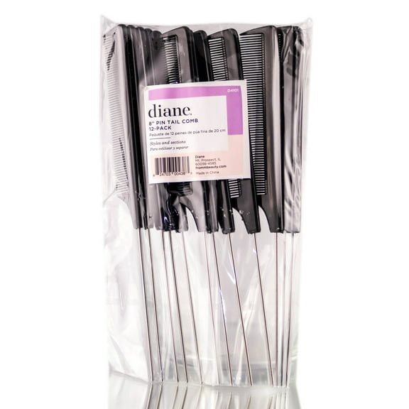 Diane Pin Tail Comb 8'' (12 PC) - Black