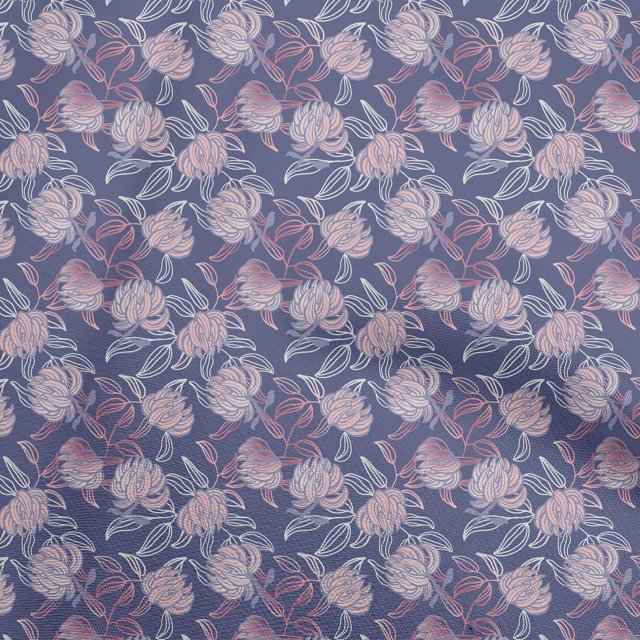 oneOone Tissu Polyester Spandex Violet Feuilles Matériel de Robe Tissu Imprimé Tissu au Mètre 56 Pouces de Large-Aa