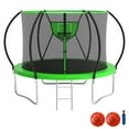 thumbnail image 1 of KOFUN Trampoline with Basketball Hoop, 1500lbs 10FT 12FT 14FT 16FT Trampoline for Adults and Kids, No Gap Design Backyard Trampoline with Enclosure Net, Ladder, Green, 1 of 8