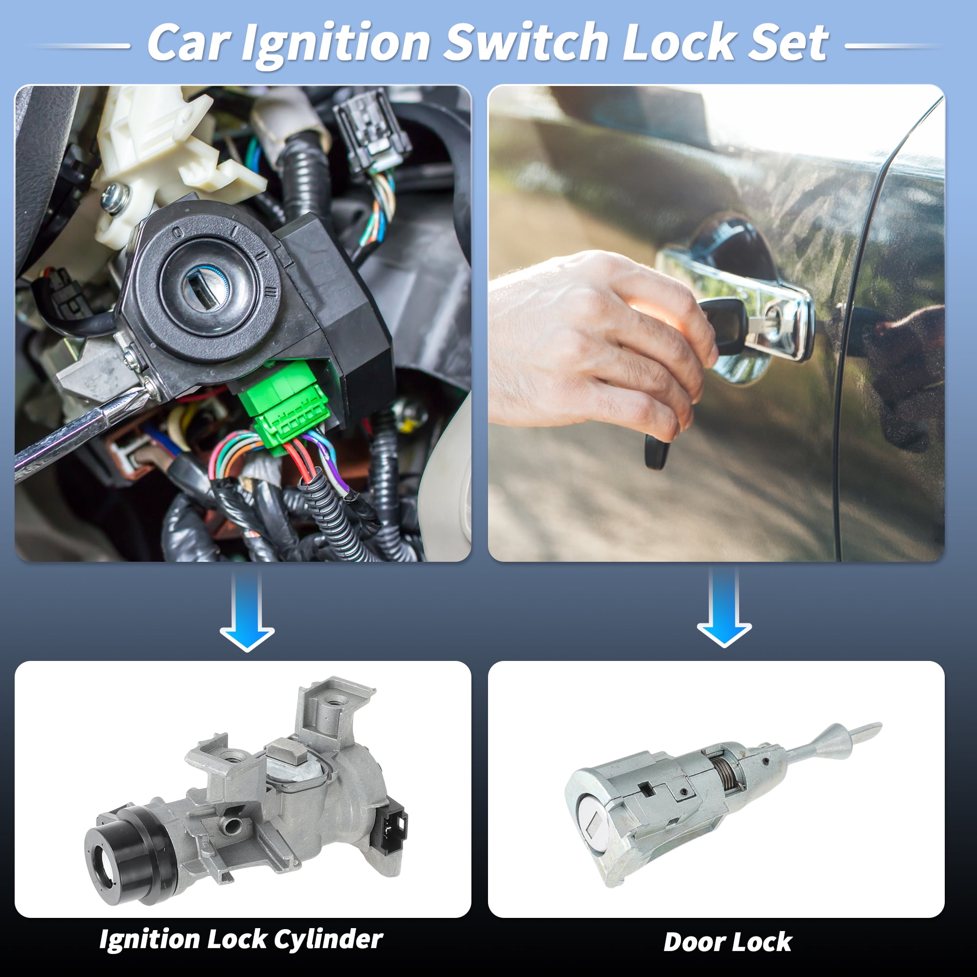 Unique Bargains No.1K0905851B/1K0905851 Ignition Lock Cylinder and Door Lock for Volkswagen Passat 2012-2019 for Audi A3 TT R8 Ignition Switch Cylinder W/ Remote Key