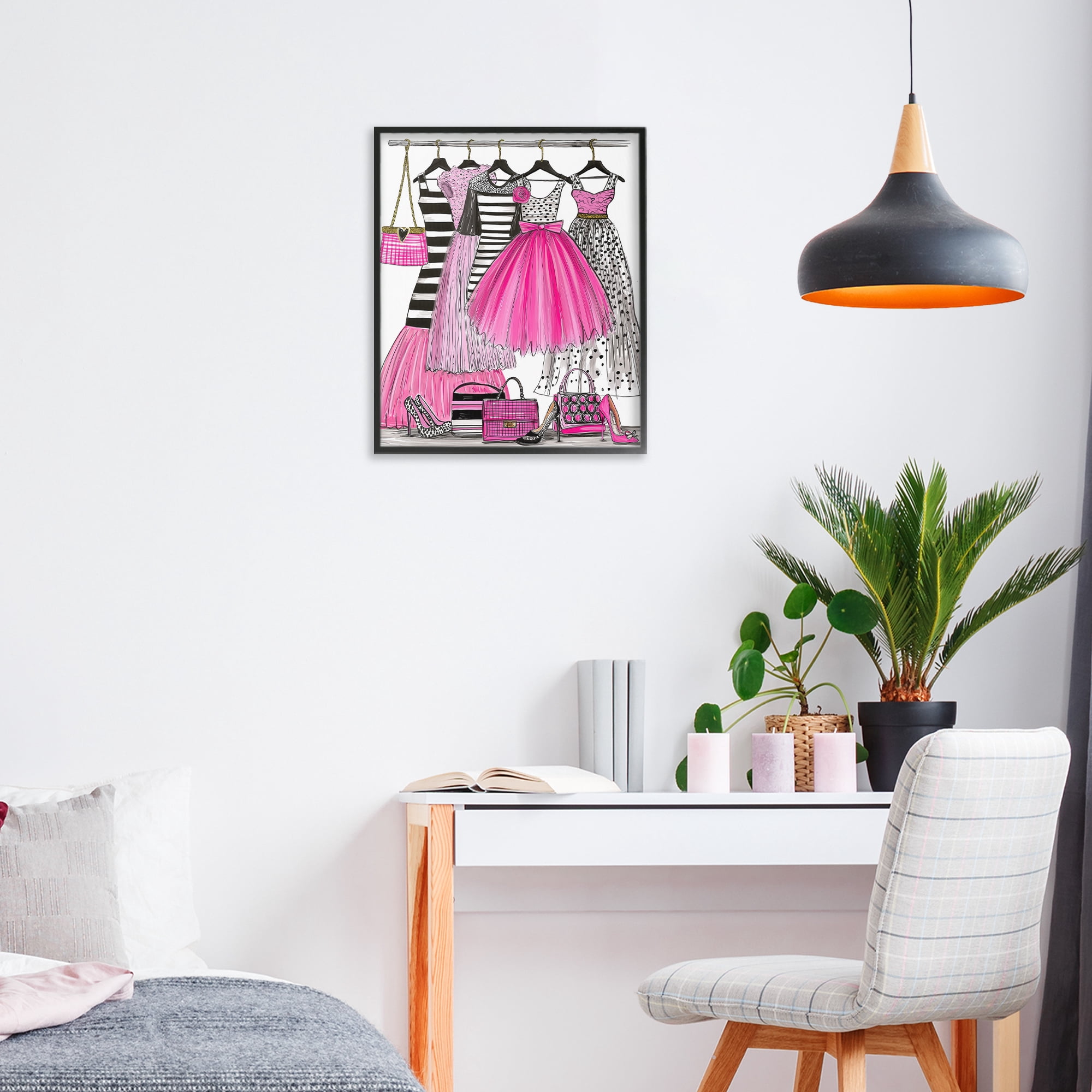 Stupell Industries Chic Pink Tulle Dresses Black Framed Giclee Art, design by Jess Stempel