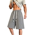 thumbnail image 2 of DODADAWANJ Mens Striped Shorts Big and Tall Wide Leg Baggy Short Comfort Elastic Waist Knee Length Shorts with Drawstring XXXXXL, 2 of 9