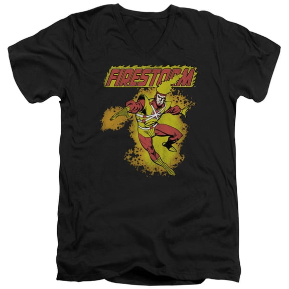 DC Comics Firestorm S/S Adult V-Neck T-Shirt Black