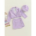 thumbnail image 3 of Bagilaanoe 4Pcs Little Girls Skirt Set Long Sleeve Jacket + Sleeveless Tops + Mini Skirt + Beret Hat 3T 4T 5T 6T 7T Kids Fall Plaid Outfits, 3 of 9