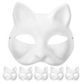 thumbnail image 1 of 6 uds. Máscaras de moldeado de gato en blanco, disfraz de actuación, máscara de Cosplay, máscaras de gato sin pintar, 1 of 1