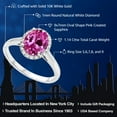 thumbnail image 2 of Gem Stone King 10K White Gold Oval Pink Created Sapphire and White Diamond Women Engagement Ring (1.14 Cttw), 2 of 5