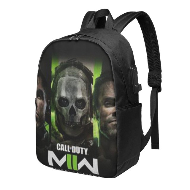 Mochila de viaje para portátil Call of Duty Modern Warfare Light Flight, antirrobo con puerto de carga USB, mochila universitaria, gran capacidad para el trabajo, color negro, 17 pulgadas