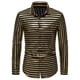 thumbnail image 2 of Camisa de manga larga con botones para hombre, informal, a la moda, a rayas, color bronce, para fiesta de discoteca Pompotops  oipoqjl50396, 2 of 9
