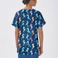 thumbnail image 5 of Garbnen Cartoon Animal Print Scrub Top for Women Plus Size Stretch V Neck Short Sleeve Shirts Women Xmas Valentine's Day Holiday Prints Nurse Uniform, 5 of 6