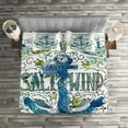 thumbnail image 2 of Ambesonne Marine Quilted Coverlet 3 Pcs, Ocean Anchor, Queen Size, Multicolor, 2 of 2