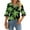 Black, variant on Women's Hawaiian Print Vacation Shirt V-Neck 3/4 Sleeve Puffy Sleeve Top Beachwear Tunic with Tropical Floral Pattern,Multicolor 3XL