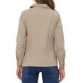 thumbnail image 3 of Chaquetas utilitarias para mujeres INSPIRE CHIC con cintura ajustable, bolsillos con solapa, chaquetas con cremallera y botón, color caqui claro, talla 2XL, 3 of 6