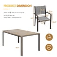 thumbnail image 4 of Devoko 7 Pieces  Outdoor Dining Set ,Patio Conversation Set Outdoor Furniture Set 6 Stackable Textilene Armchairs with Rectangular Table, Light Gray, 4 of 10