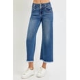 thumbnail image 2 of Womens High Rise Crop Wide Leg Jeans with Wide Band Detail and Buttoned Pockets Modern Fit Comfortable Stretch, 2 of 7