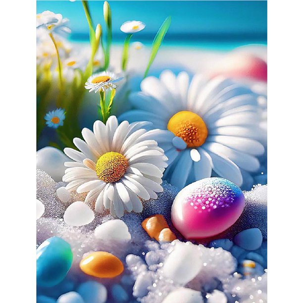Cuadros Decorativos 5D bricolaje ronda completa taladro diamante pintura playa Kit arte decoración del hogar (B6049) Wdftyju de costura negro 4 estilos