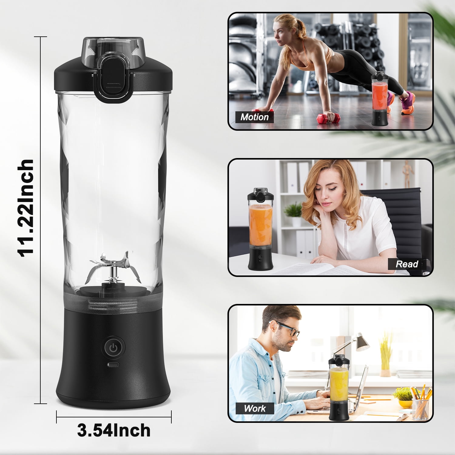 Personal Blender, Smoothie Blender, 350W Small Blender for Juice Shakes and  Smoothie with 2*20 oz Tritan BPA-Free Blender Cup, Portable Blender Juicer  for Kitchen Office Travel Outdoors, Black, W16761 