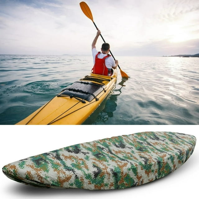 Housse de Kayak Camouflage Rangement Canoë Housse Anti-Poussière 3.1-3.5 M/3.6-4.6-4.6-5 m Imperméable Protection Solaire UV Tissu Oxford Housse de Kayak pour Bateau de Pêche Kayak Canoë