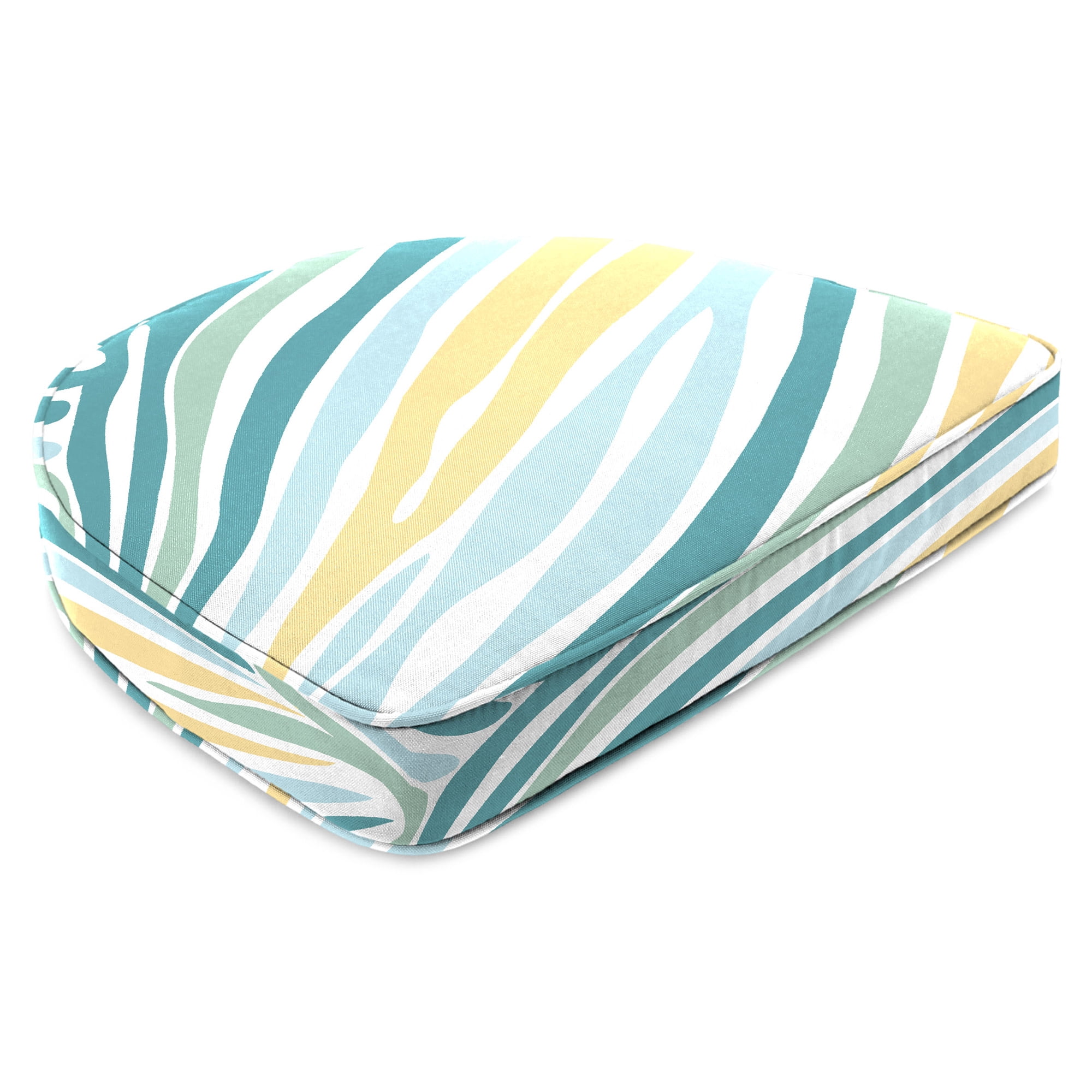 Jordan Manufacturing 17" x 18.5" Lilo Tapioca Multicolor Abstract Rectangular Contoured Outdoor Chair Pad Seat Cushion with Welt (2 Pack)