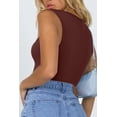 thumbnail image 2 of Women's Seamless Bodysuit Square Neck Sleeveless Tapered Shoulder Straps Tank Tops Summer, 2 of 4