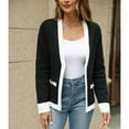 thumbnail image 2 of SWSMCLT Women's V Neck Cardigan Long Sleeve Sweater Oversized Open Front Coat Winter Vintage House Warm Knit Fall Black Medium, 2 of 5