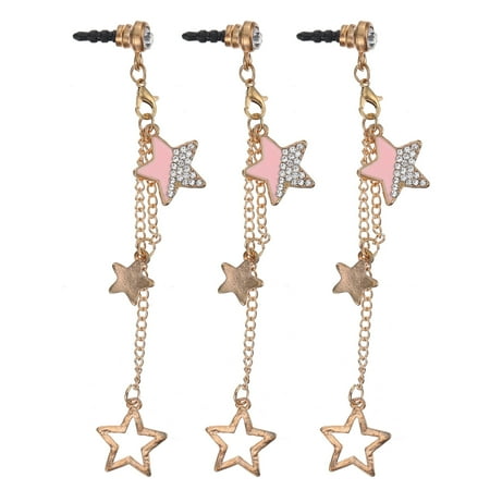 

3 Pcs 3.5mm Fashion Star Earphone Plug Alloy Lovely Anti-dust Plug Pendant