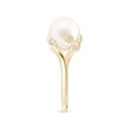 thumbnail image 6 of ANGARA Freshwater Cultured Pearl Olive Leaf Bypass Ring in 14K Yellow Gold for Women | June Birthstone, Birthday, Anniversary, Jewelry Gift for Women | Pearl Ring, 6 of 12