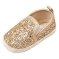 thumbnail image 5 of Dakaela 0-15M Infant Baby Girls Boys Canvas Shoes Toddler Sequin Slip on First Walker Crib Sneakers Newborn Casual Moccasins Gold, 5 of 6